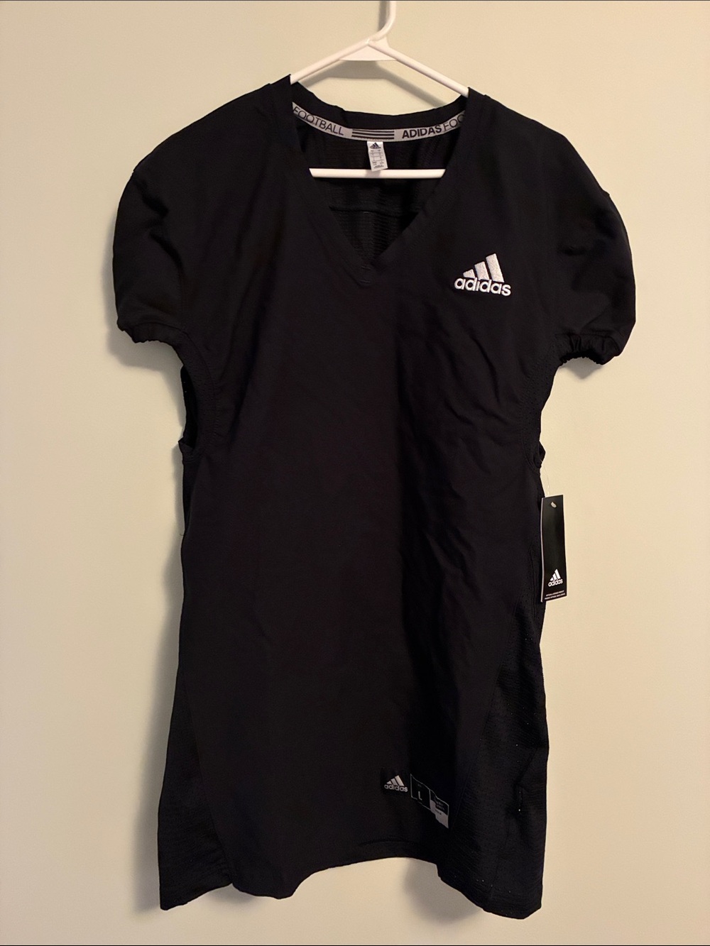 adidas Black V‑Neck Short Sleeve Football practice jersey